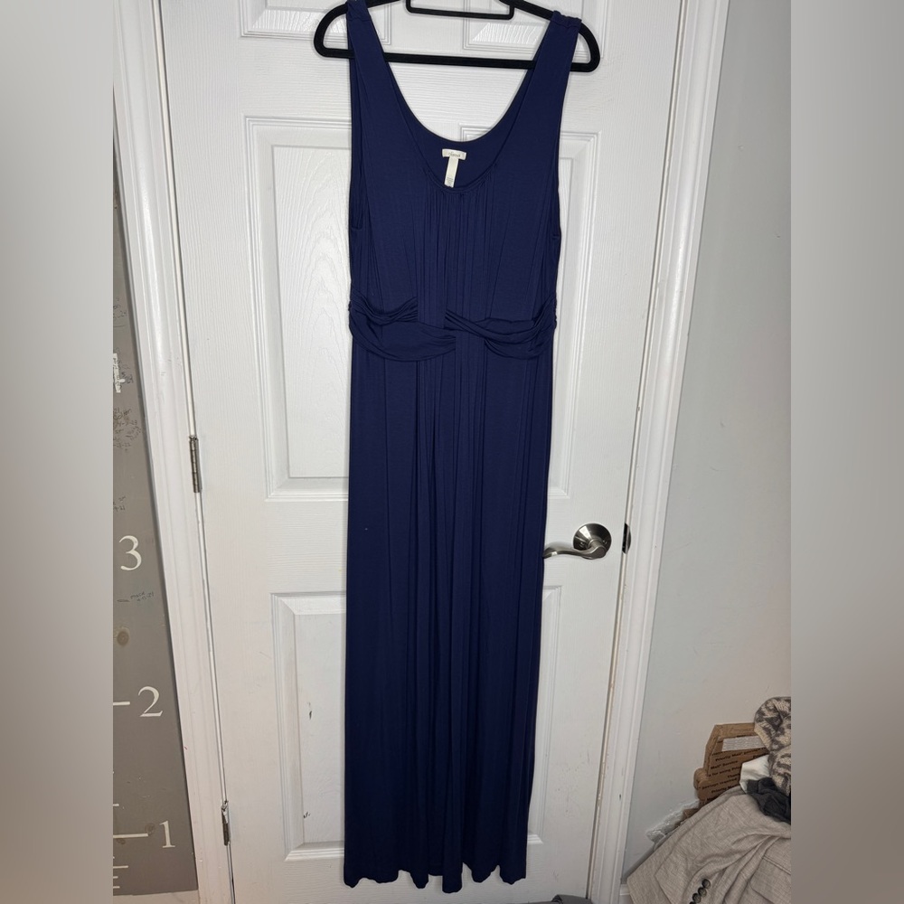 SOMA NAVY Blue Criss Cross Maxi Dress Rayon Spandex Size XL